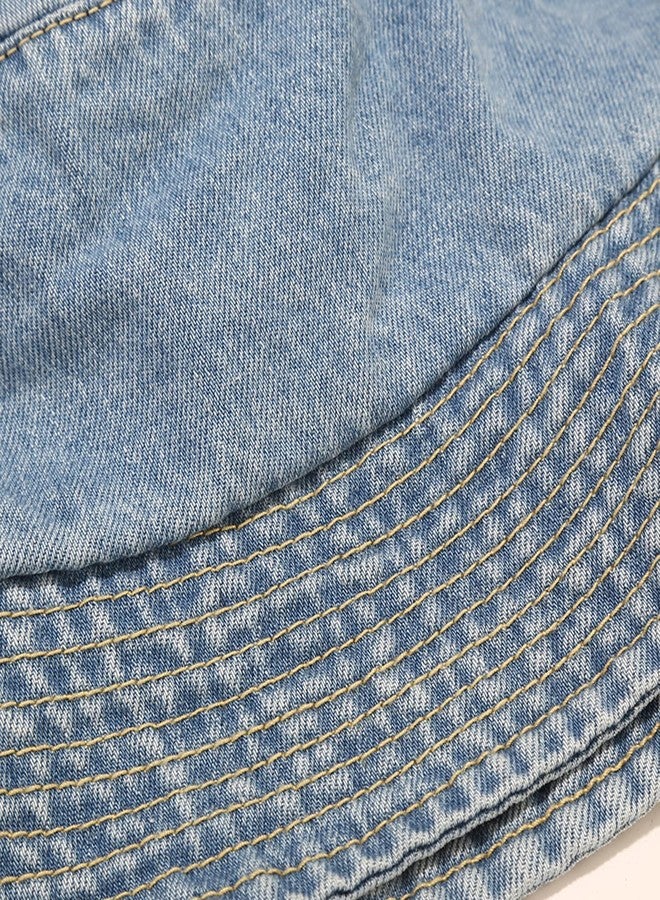 Umeepar Unisex 2 Pack Denim Bucket Hat Packable Cotton Beach Sun Hat for Men Women - Image 4